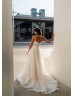 Strapless Glitter Lace Tulle Modern Wedding Dress